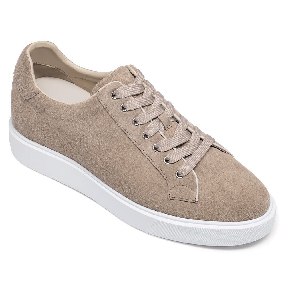 us11 CMR Elevator Shoes beige Suede Apricot Sneakers Add Height  increase 6CM